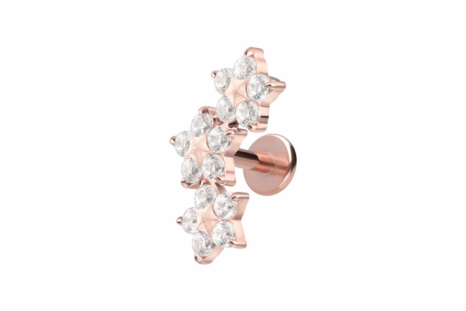 Titan Labret Piercing mit Innengewinde 3 KRISTALLBLUMEN